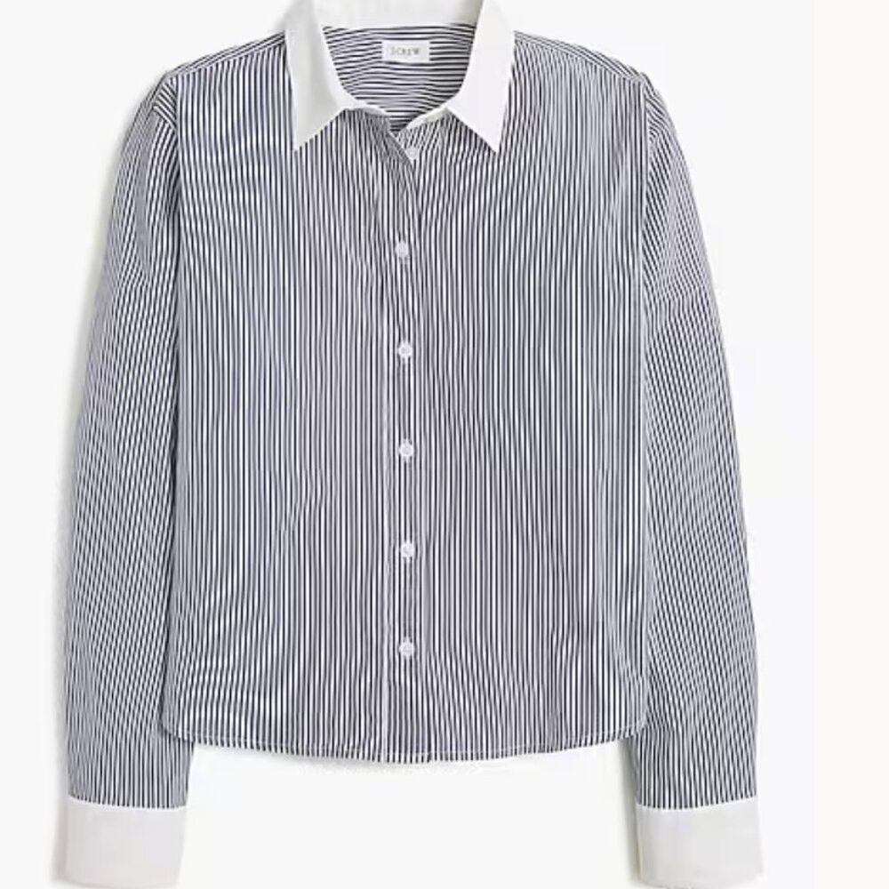 J Crew Striped modern button-up shirt with contrast collar